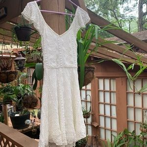 Charlotte Russe White Lined Lacey Dress Size S